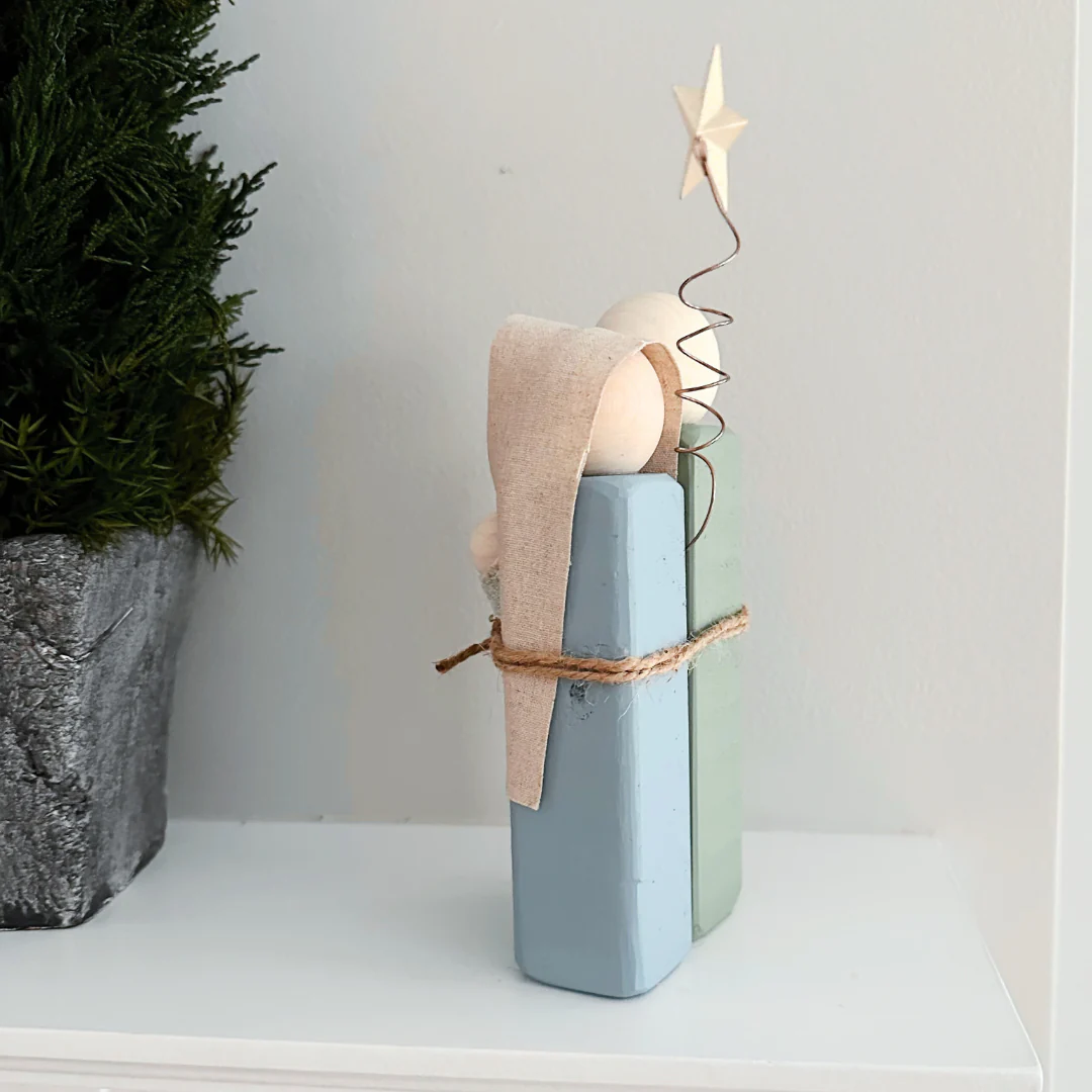 Simple Wooden Nativity Set | Hand-painted | Gift Wrapped: Gray & White - Image 12