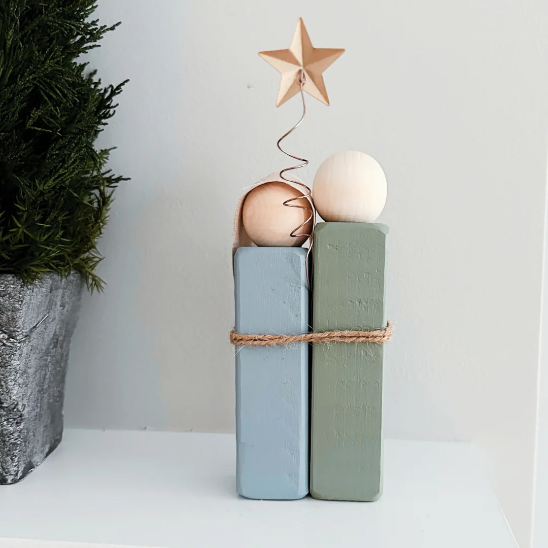 Simple Wooden Nativity Set | Hand-painted | Gift Wrapped: Gray & White - Image 13