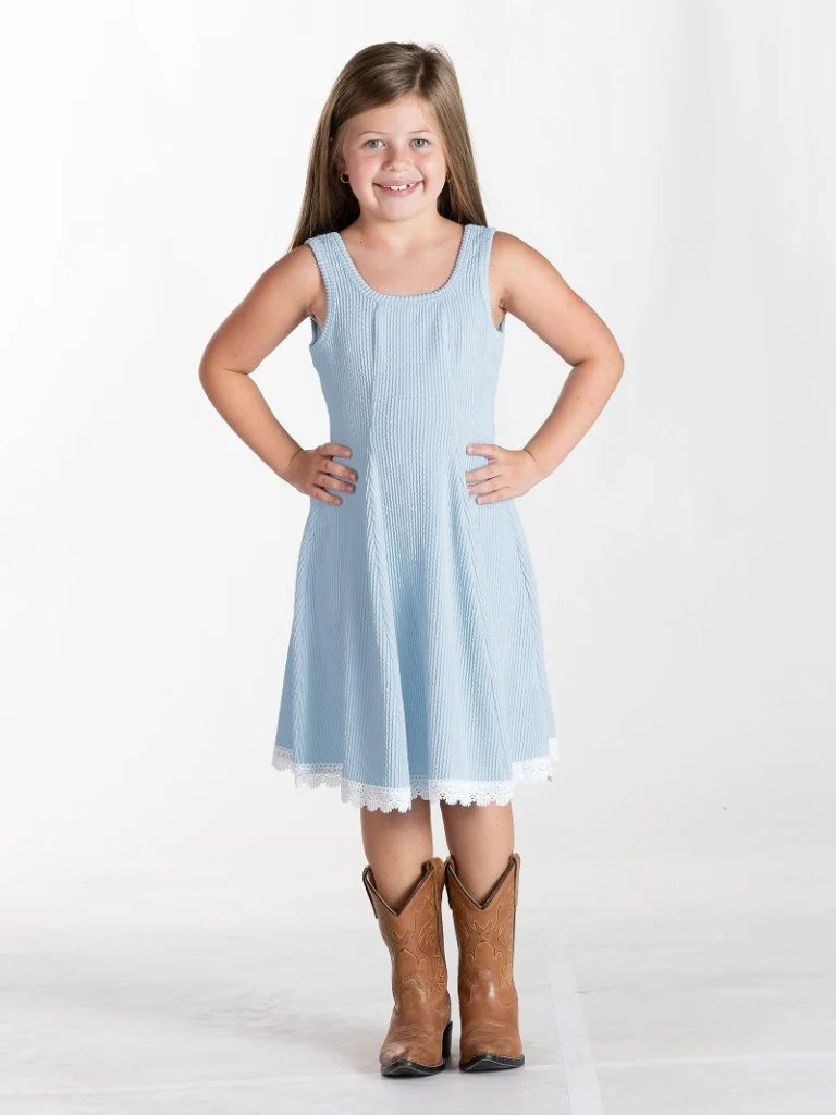 Simply Southern Girls Corded Tank Dress Tidal Blue - Image 2