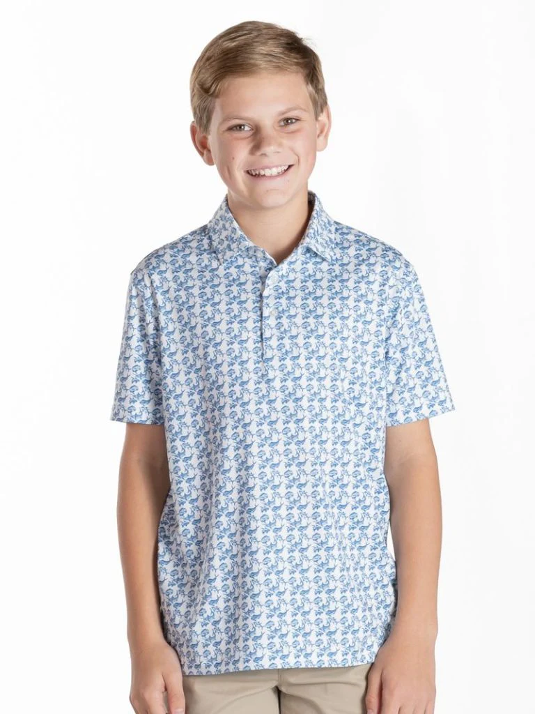 Simply Southern Boy Polo Light Blue-Fish - Image 2
