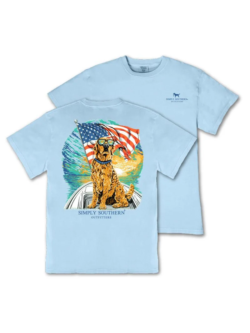 Simply Southern Boys Patriotic/Dog on Boat T-Shirt - Image 2