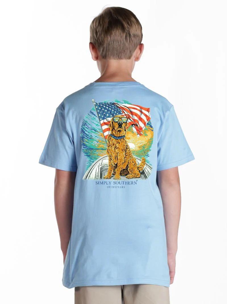 Simply Southern Boys Patriotic/Dog on Boat T-Shirt - Image 3