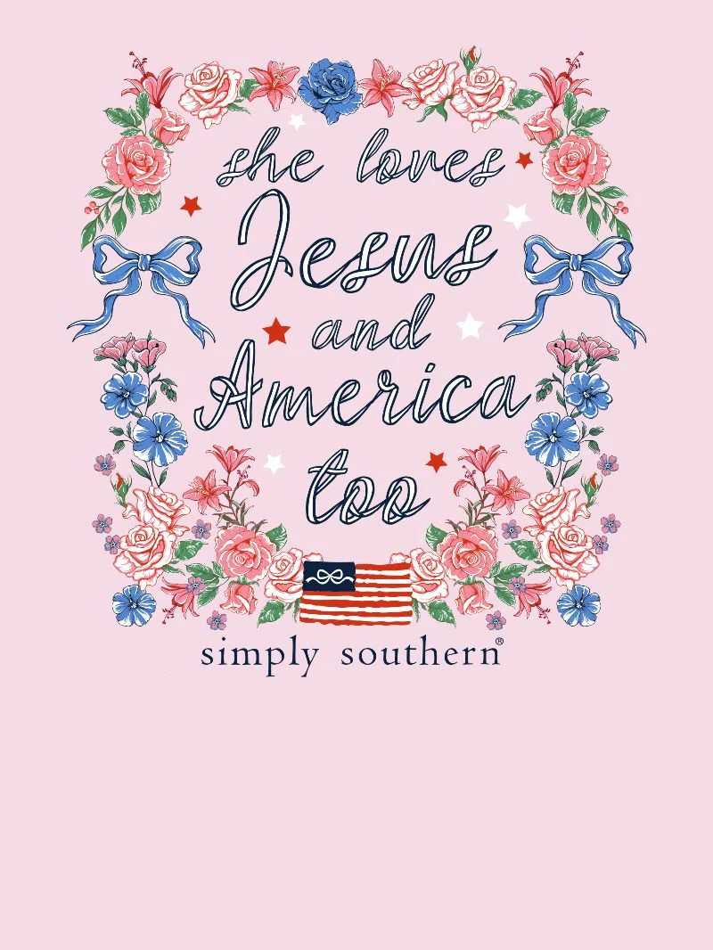 Simply Southern Girls Jesus Patriotic T-Shirt - Image 2
