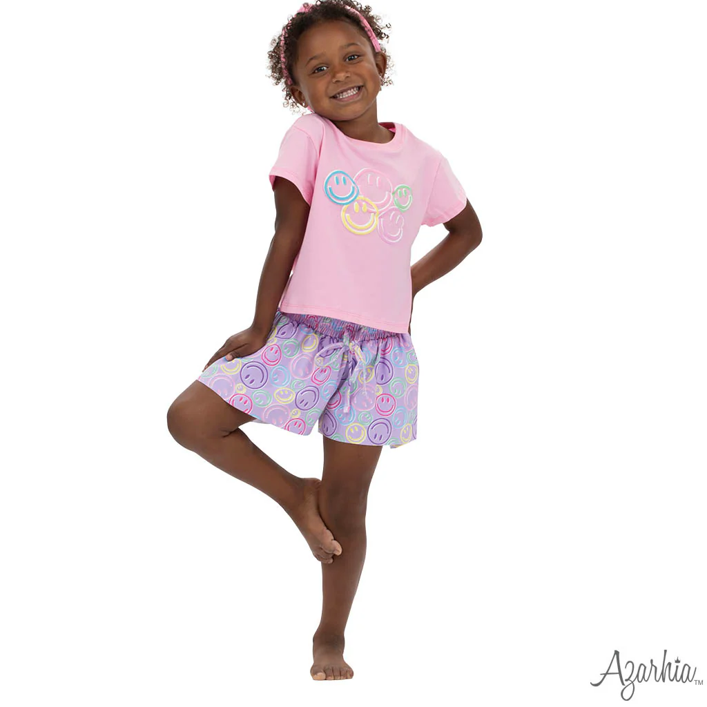 Azarhia Smiley Face Puffy Pink Boxy Tee - Image 3