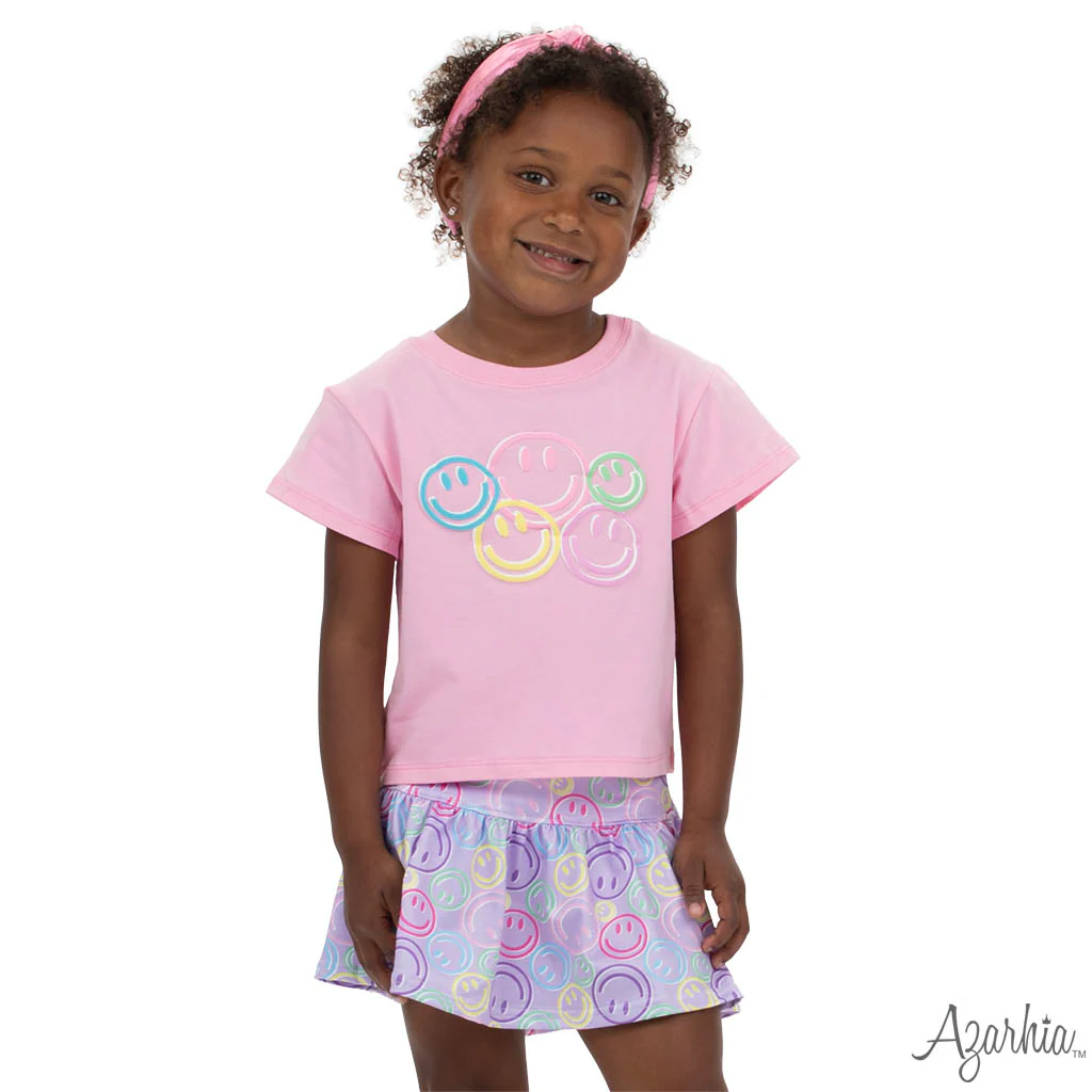 Azarhia Smiley Face Puffy Pink Boxy Tee - Image 4