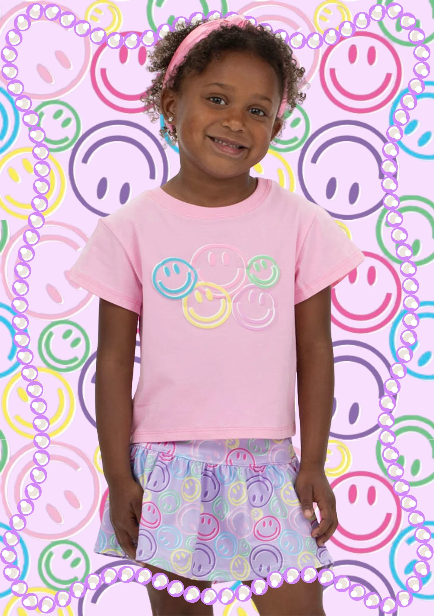 Azarhia Smiley Face Puffy Pink Boxy Tee - Image 5