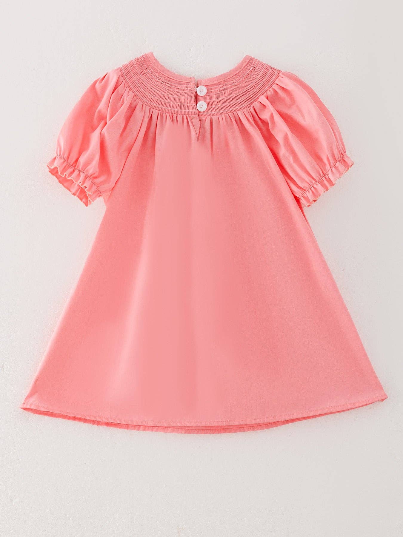Rylee Faith Smocked Cross Bishop Dress Coral - Image 6