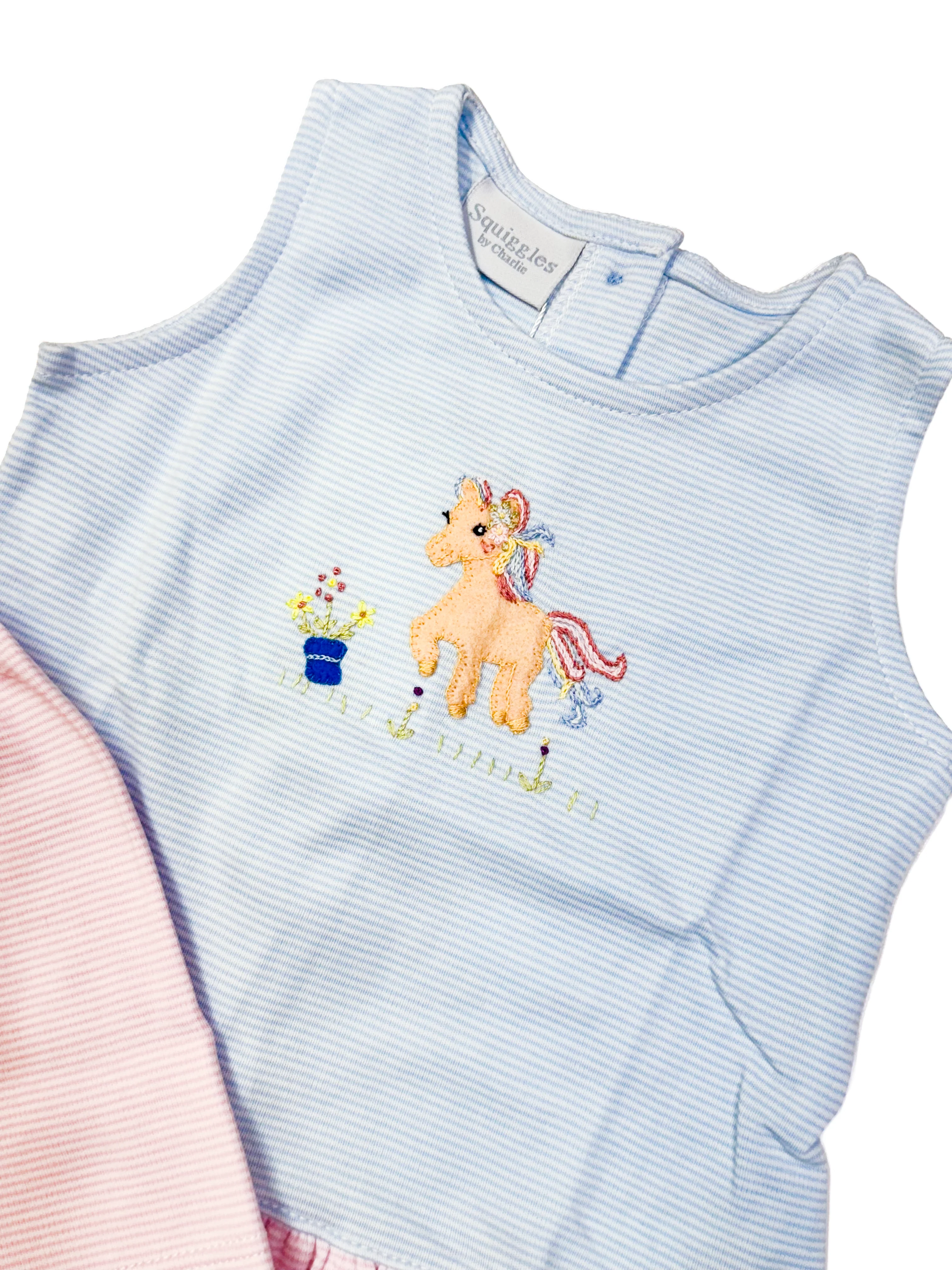 Squiggles Rainbow Pony Sleeveless A Line Top Short Set w Ruffles - Image 2
