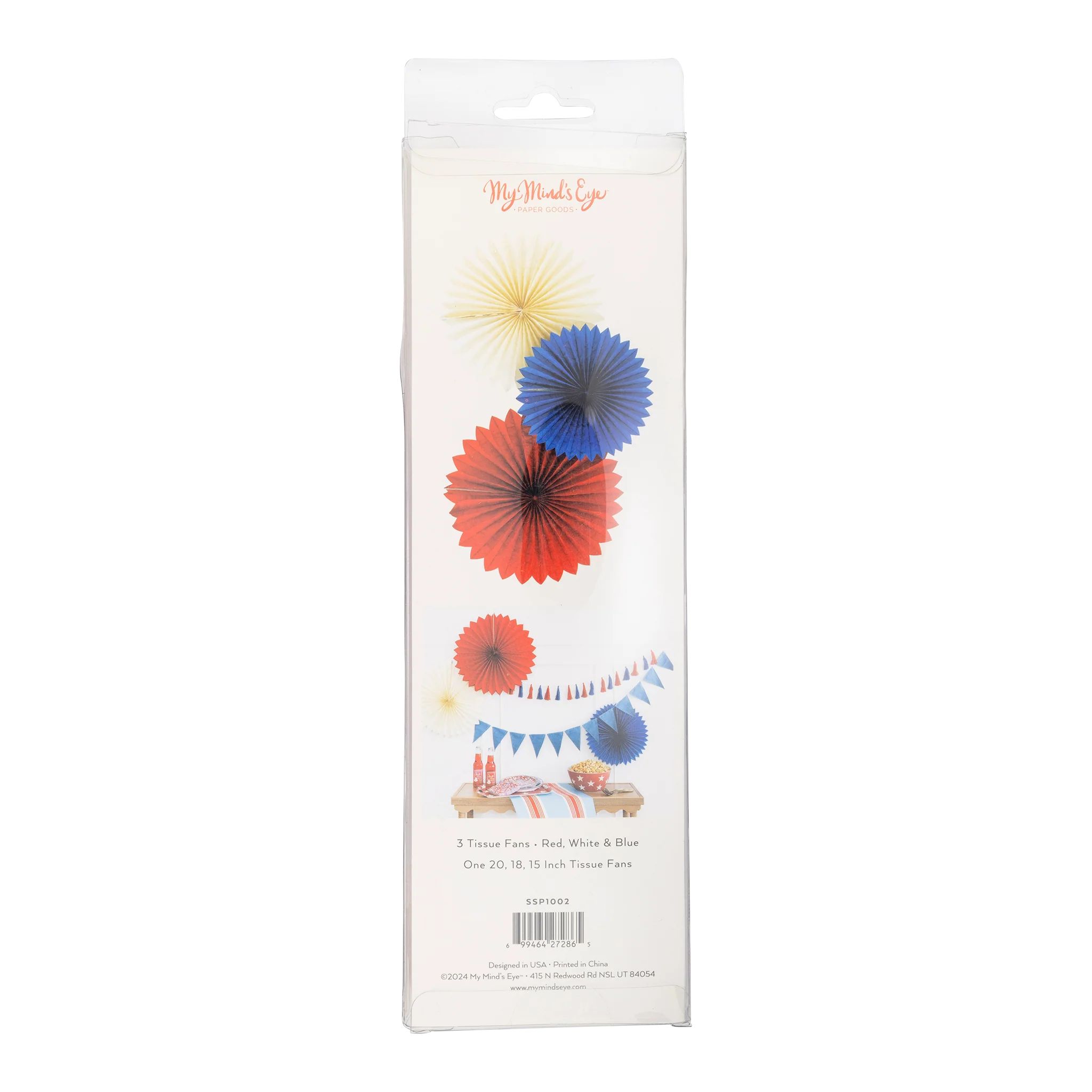 SSP1002 - Red White and Blue Tissue Party Fans - Image 7