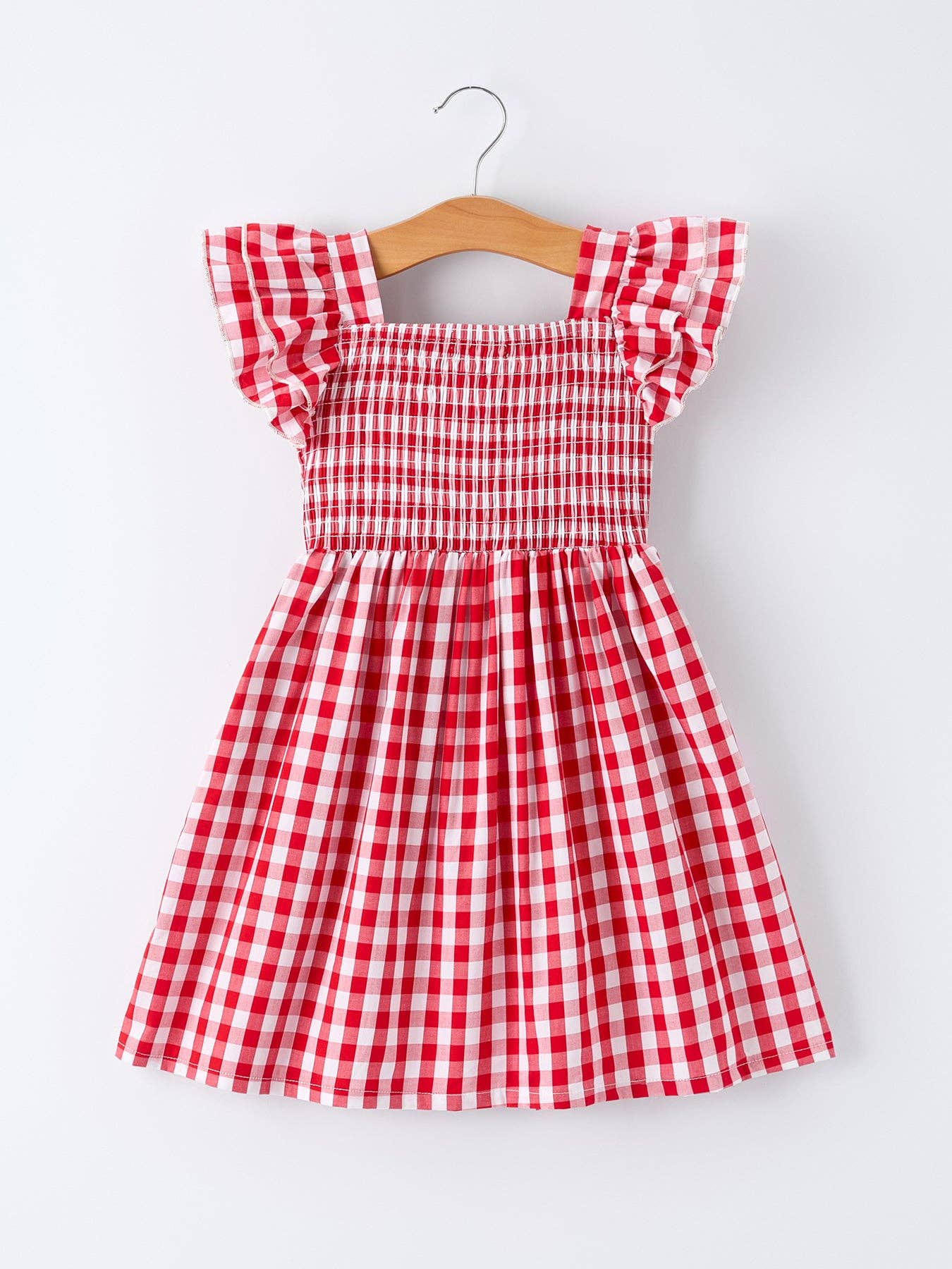 Summer Plaid Smocked Ruffle Dress - Image 2