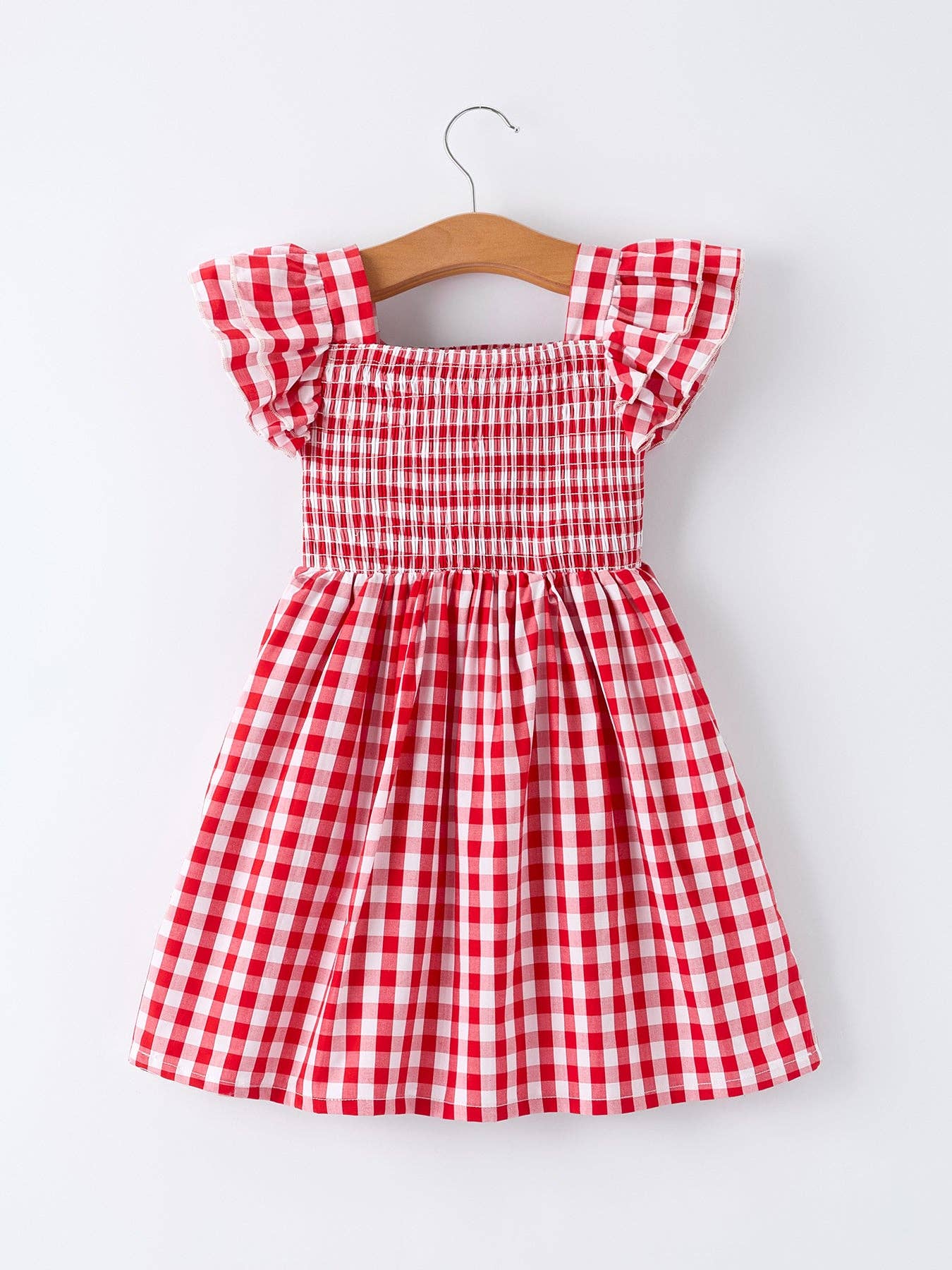 Summer Plaid Smocked Ruffle Dress - Image 3