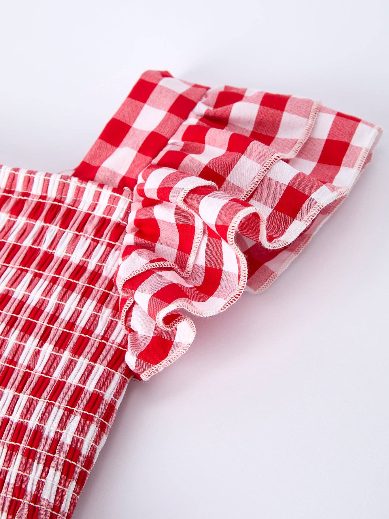 Summer Plaid Smocked Ruffle Dress - Image 4