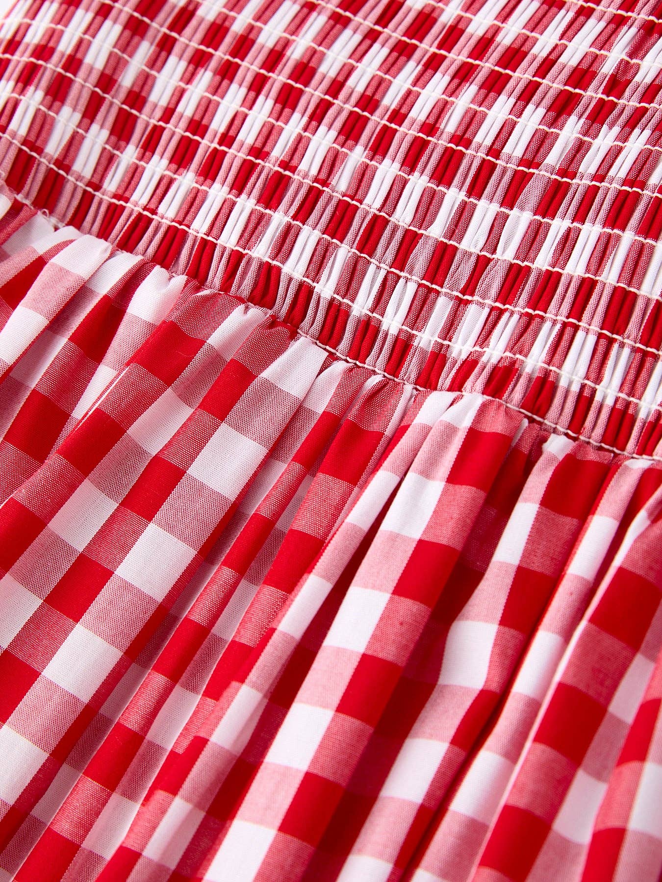 Summer Plaid Smocked Ruffle Dress - Image 5