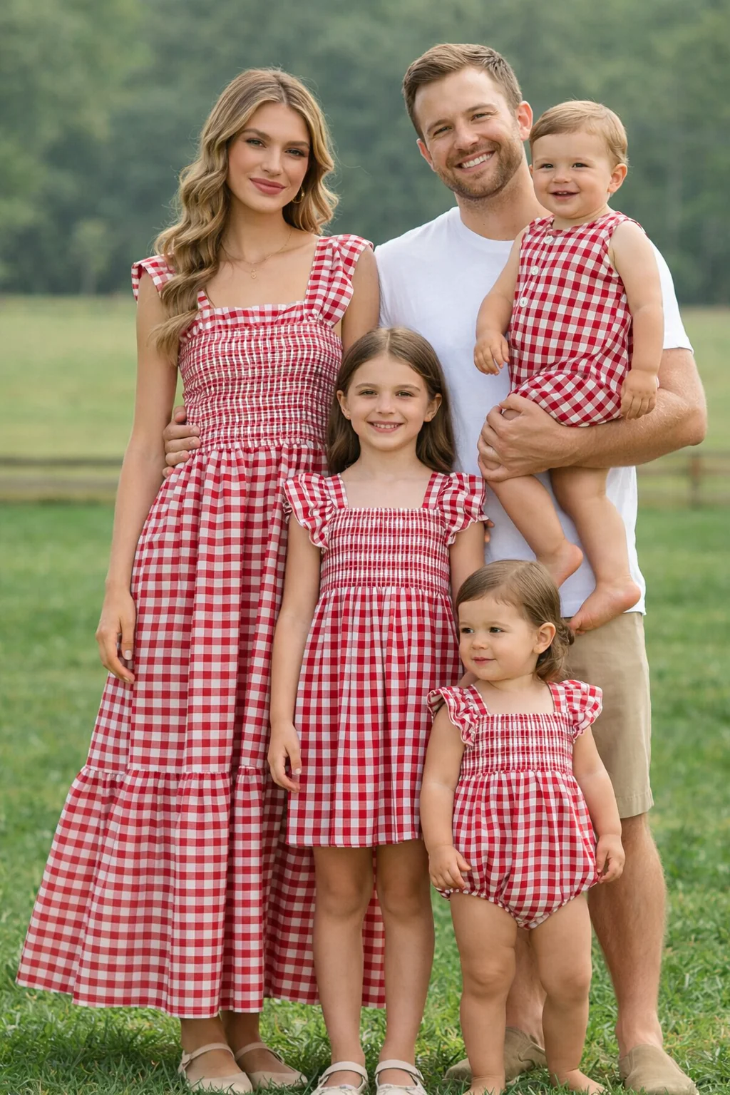 Summer Plaid Smocked Ruffle Dress - Image 7