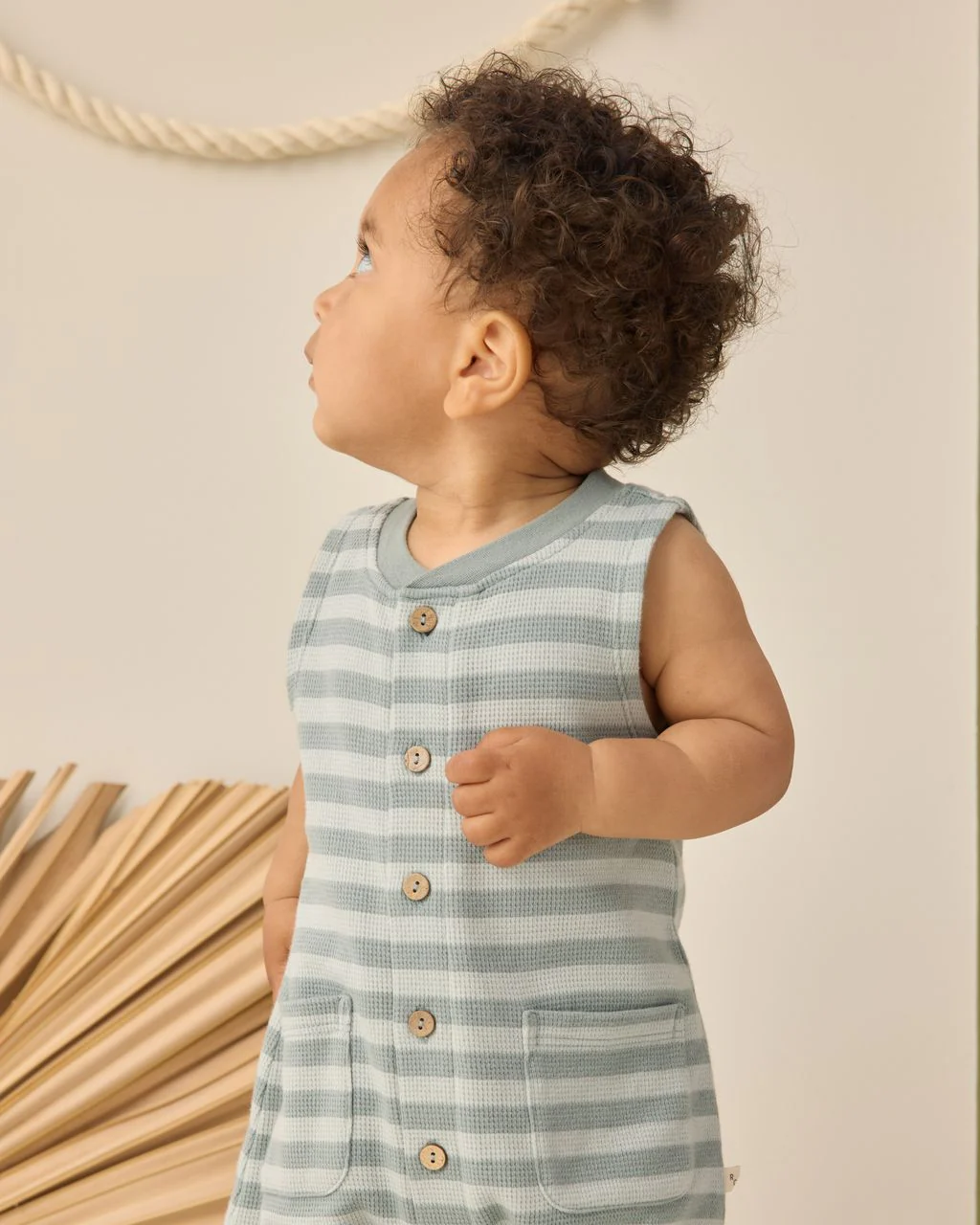 SUMMER WAFFLE JUMPSUIT SEA GREEN STRIPE - Image 4