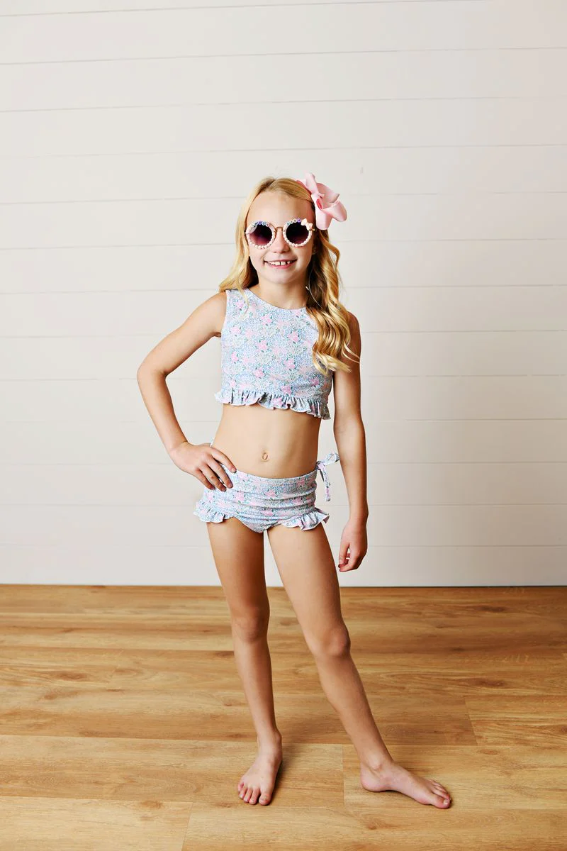 Swoon Blue Ditsy Floral Bow Bikini - Image 2