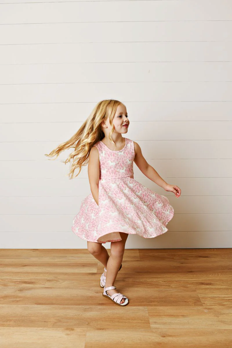 Swoon Pink Unicorn Flair Dress - Image 3