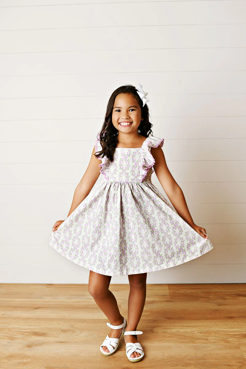Swoon Purple Floral Pinafore Dress - Image 2