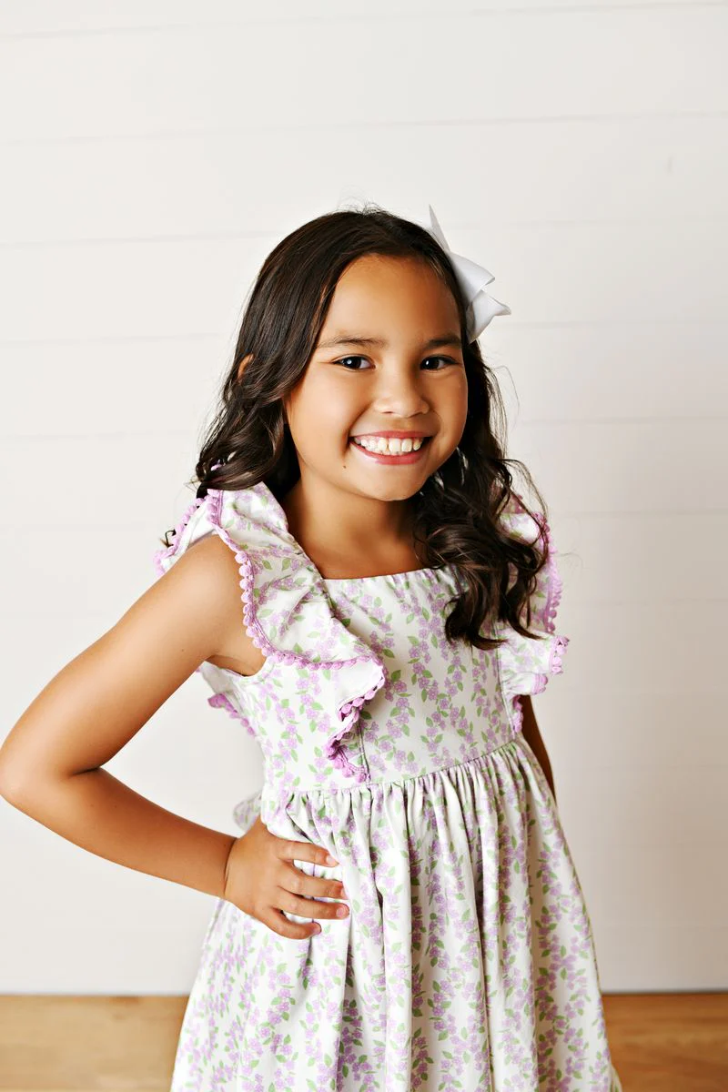 Swoon Purple Floral Pinafore Dress - Image 3