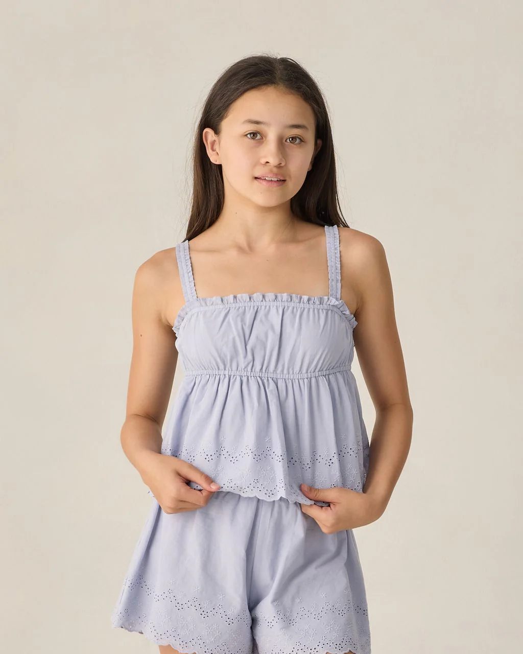 RYLEE + CRU TEEN EYELET TANK BLOUSE PERIWINKLE - Image 2