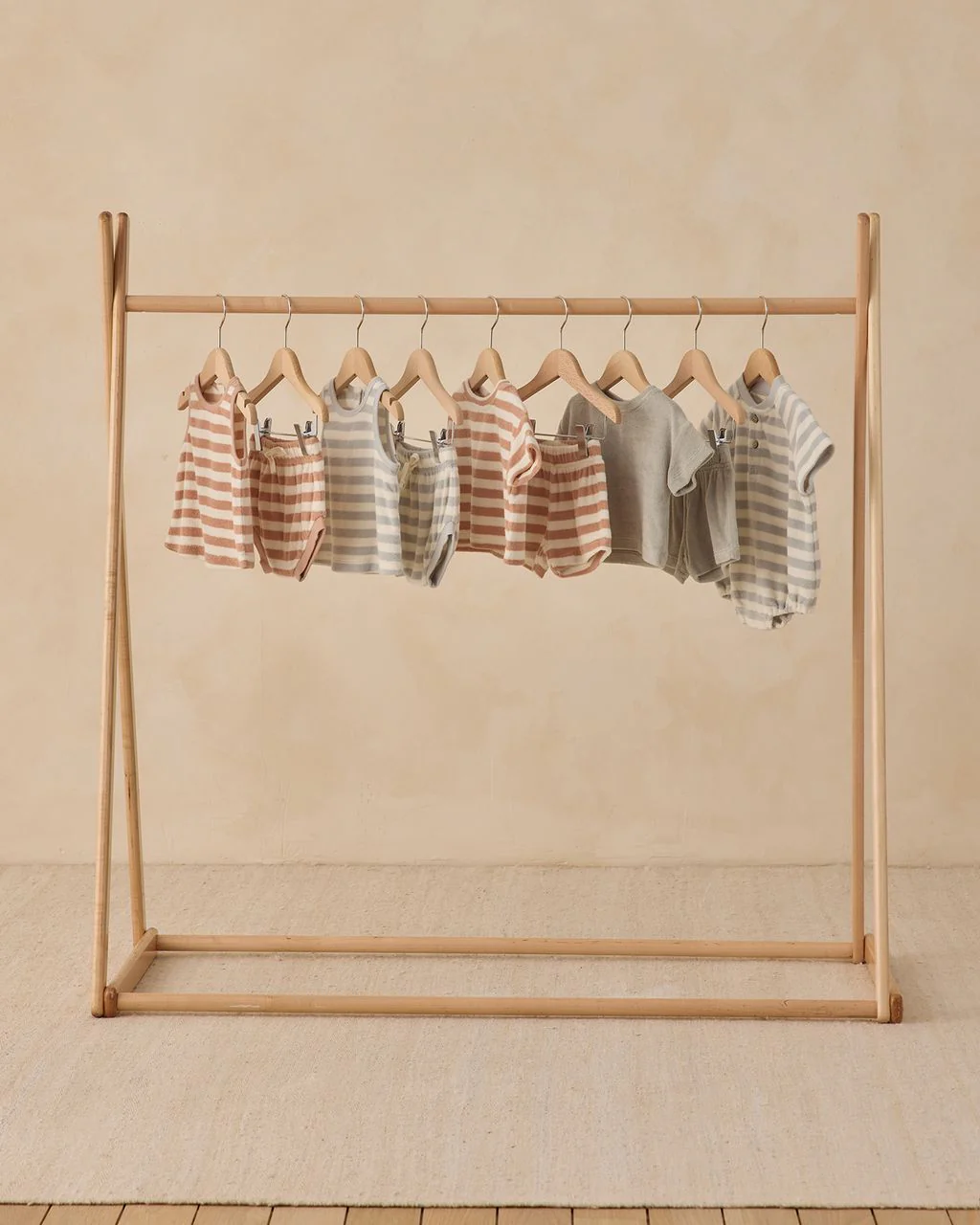 Quincy Mae Terry Tank + Short Set || Latte Stripe - Image 2