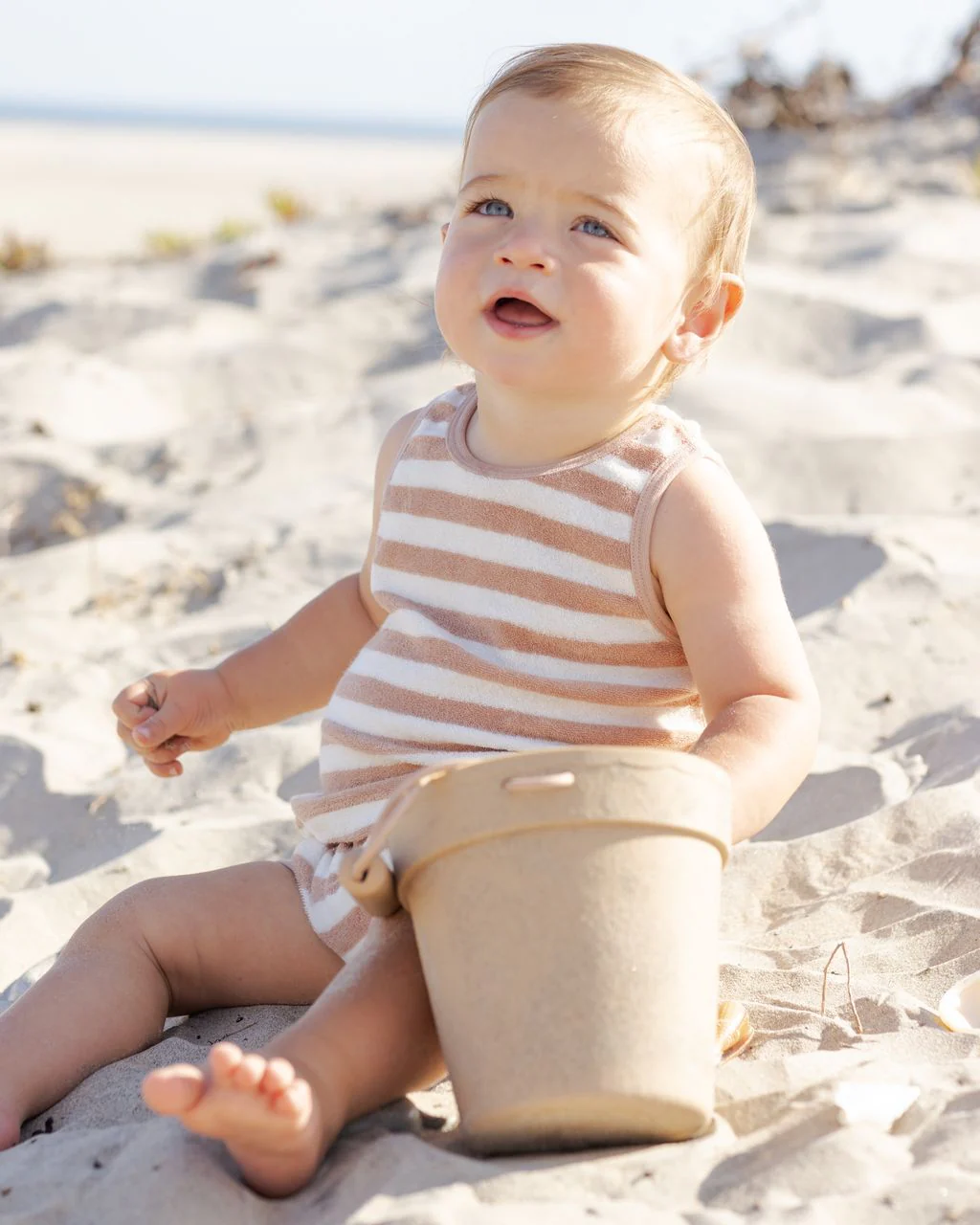 Quincy Mae Terry Tank + Short Set || Latte Stripe - Image 5