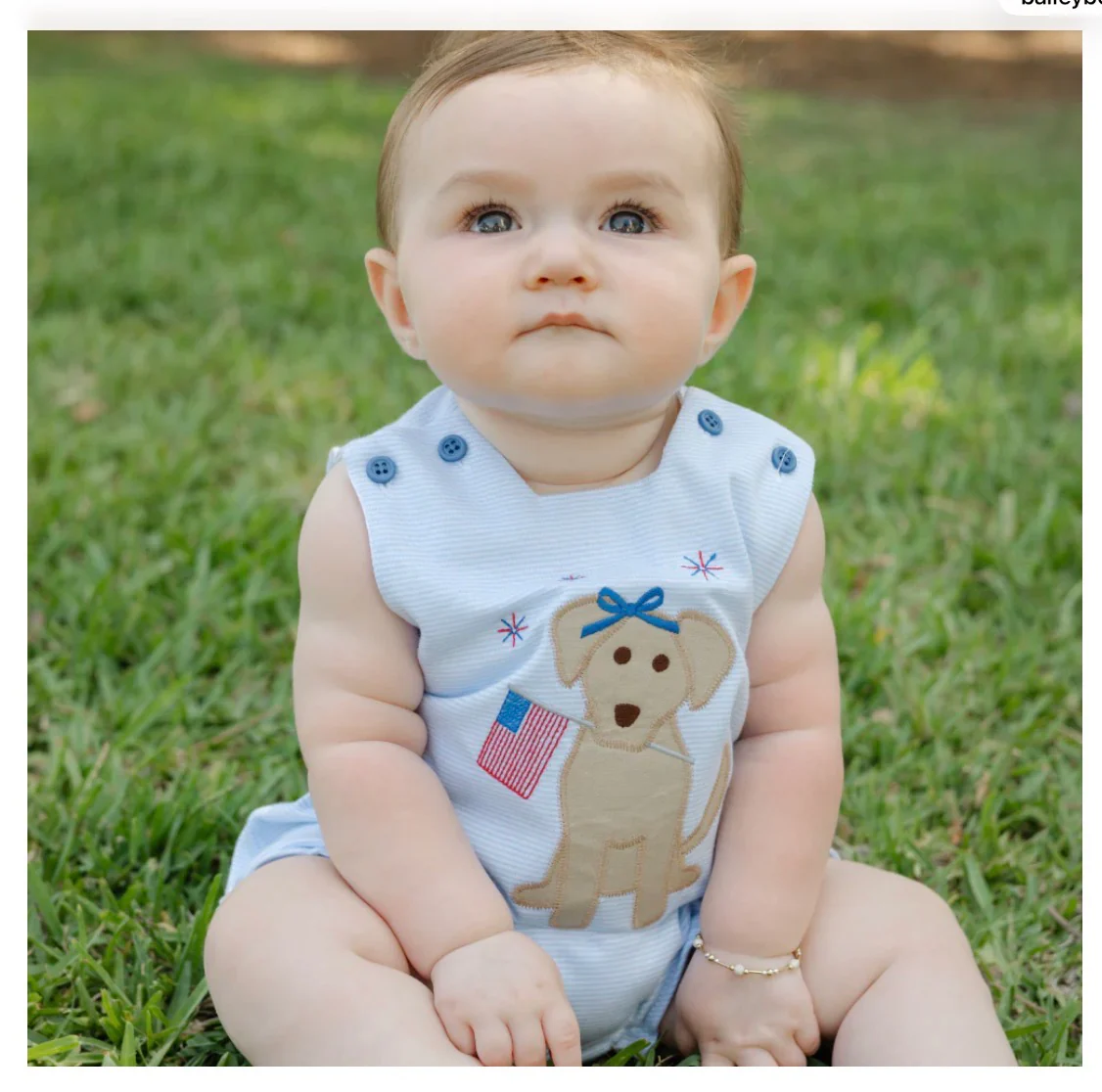 The Bailey Boys Patriotic Pup - Girls Knit Infant Bubble - Image 2