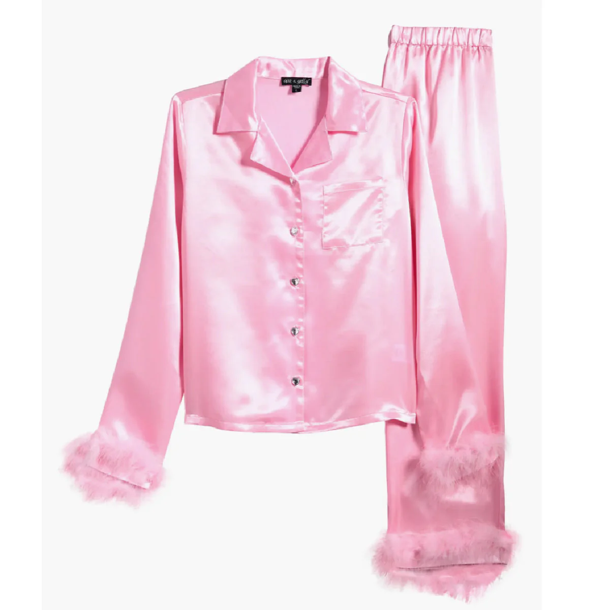 Tween Faux Fur Trim Satin Pajamas - Image 2