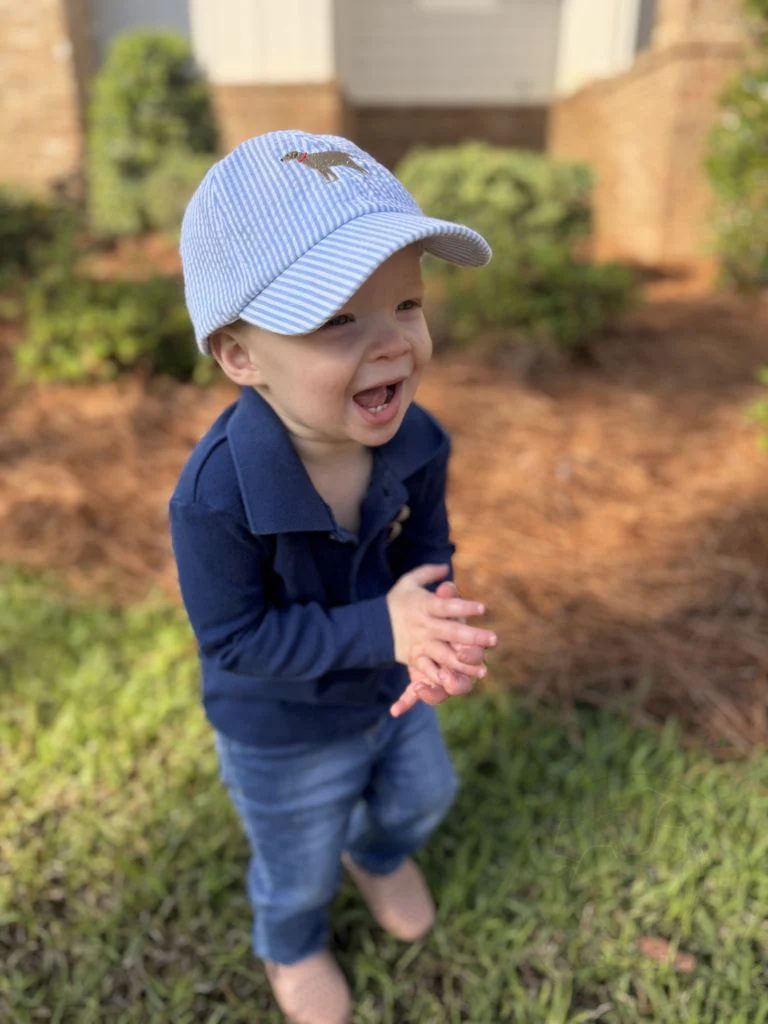 Wee Ones Boys Embroidered Dog Seersucker Ball Cap- Kids - Image 5