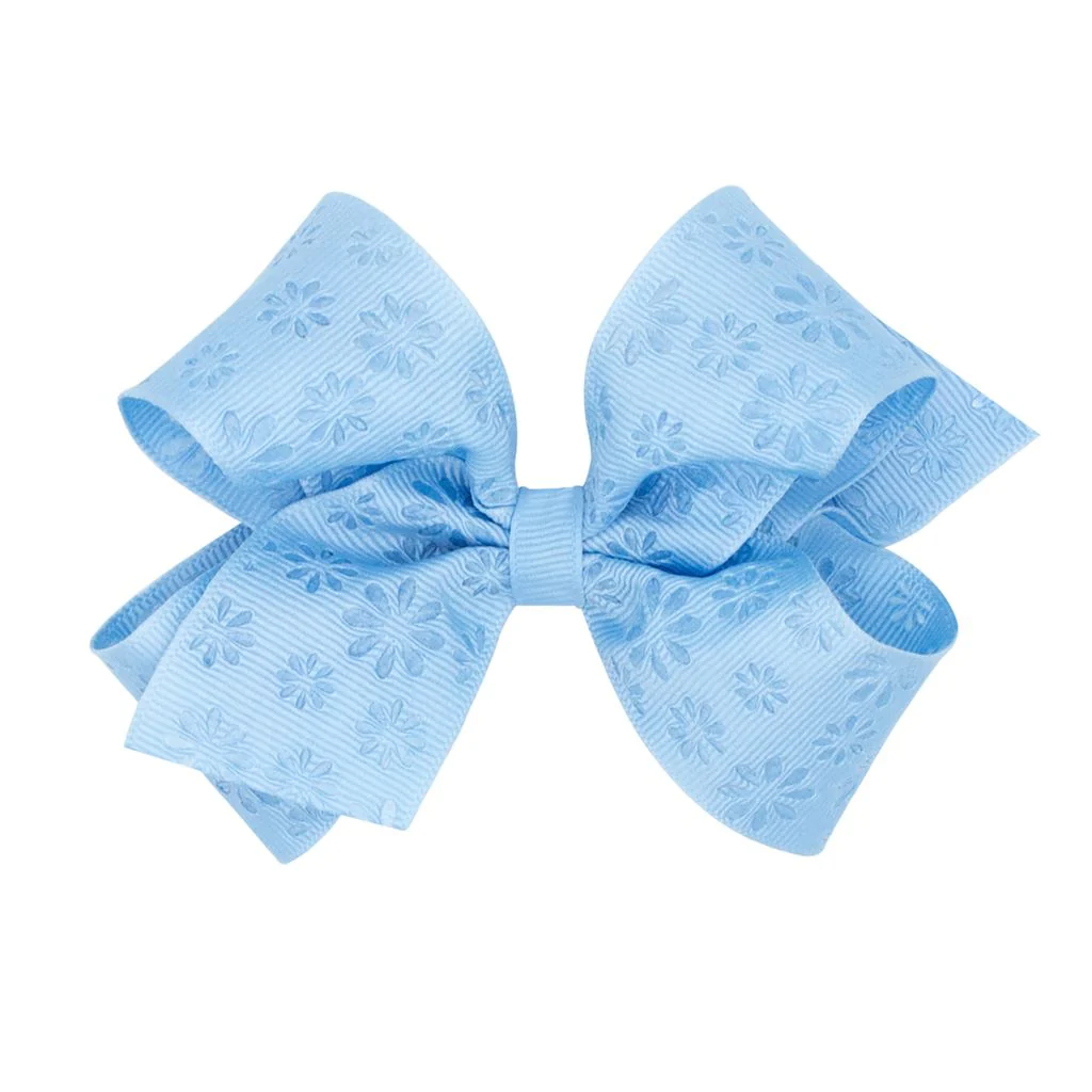 Wee Ones Embossed Flower Pattern on Grosgrain Hair Bow - Image 2