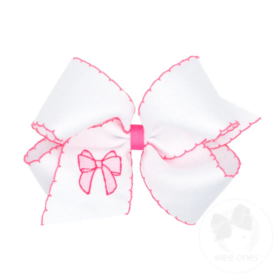 Wee Ones Embroidered Grosgrain Hair Bow - Image 3