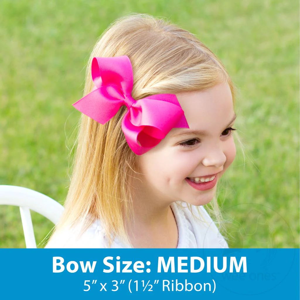 Wee Ones Medium WHITE Grosgrain Hair Bow with Scalloped Edge - Image 6