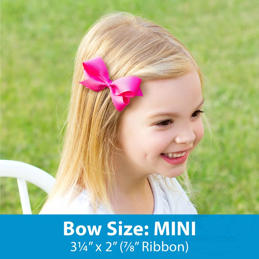 Wee Ones Mini Grosgrain Hair Bow Scalloped Edge Cranberry Garnet - Image 6