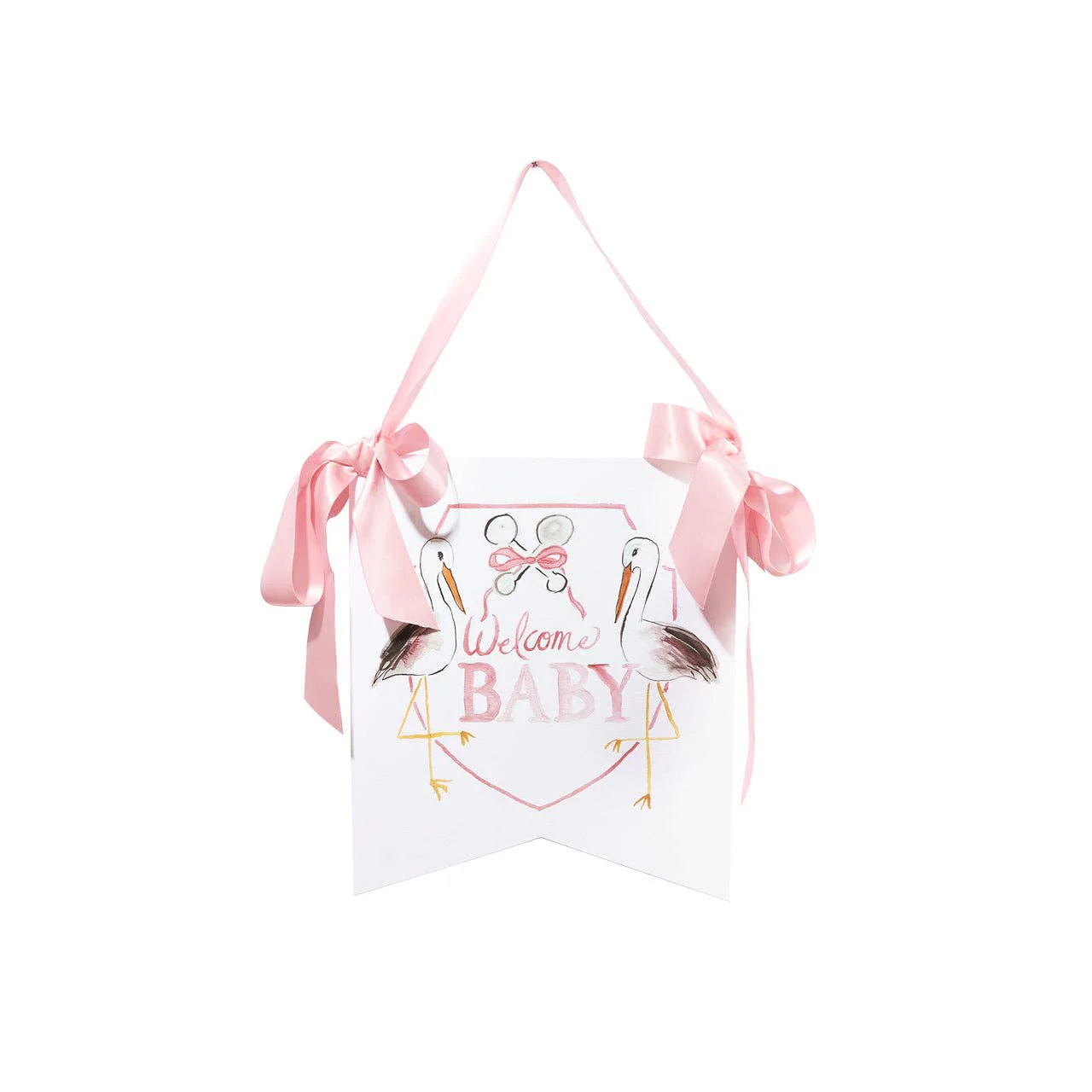 "Welcome Baby" Stork Hanger: Blue - Image 2