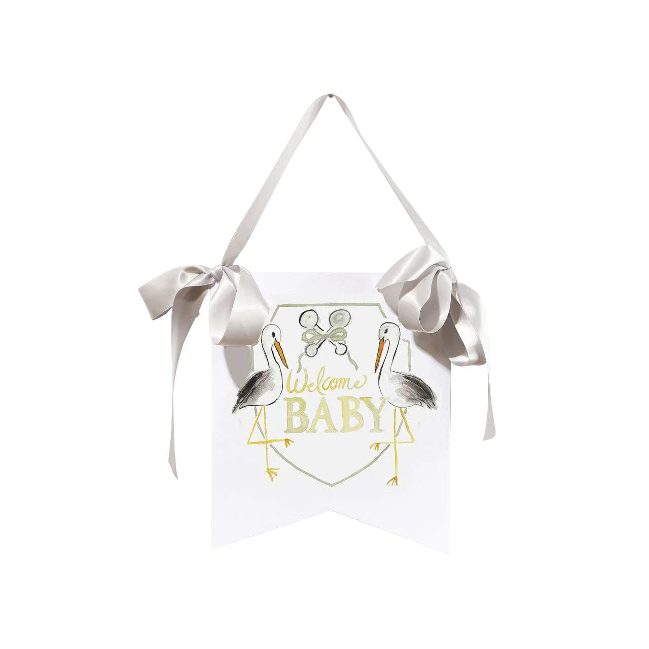 "Welcome Baby" Stork Hanger: Blue - Image 3