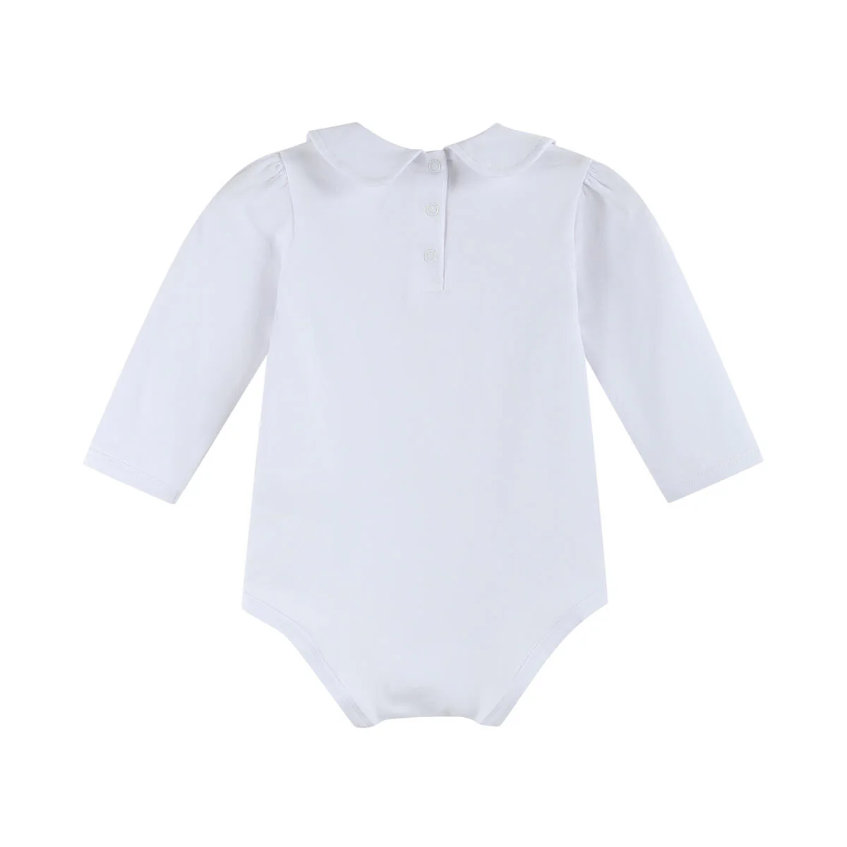 White Collared Unisex Long Sleeve Bodysuit Romper - Image 3