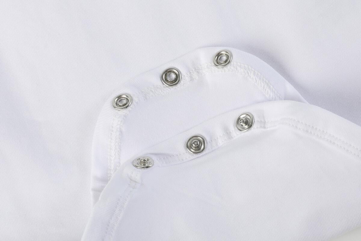 White Collared Unisex Long Sleeve Bodysuit Romper - Image 8