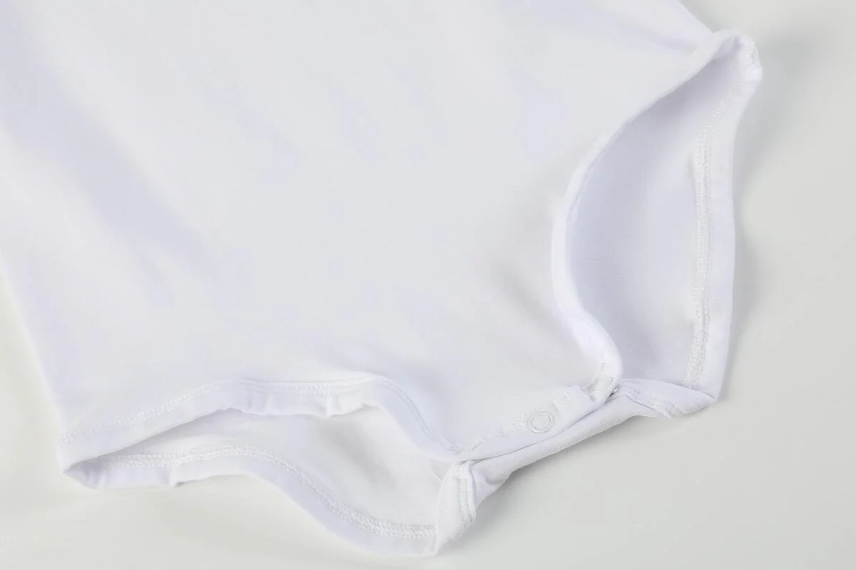White Collared Unisex Long Sleeve Bodysuit Romper - Image 9