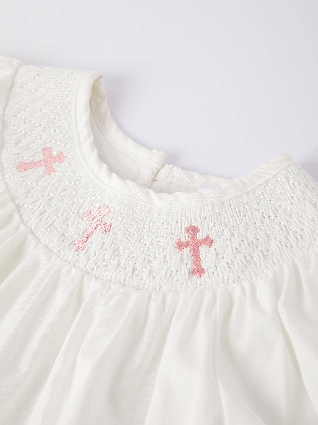 Rylee Faith White Smocked Church Christ Bishop Christening Dress - Image 3