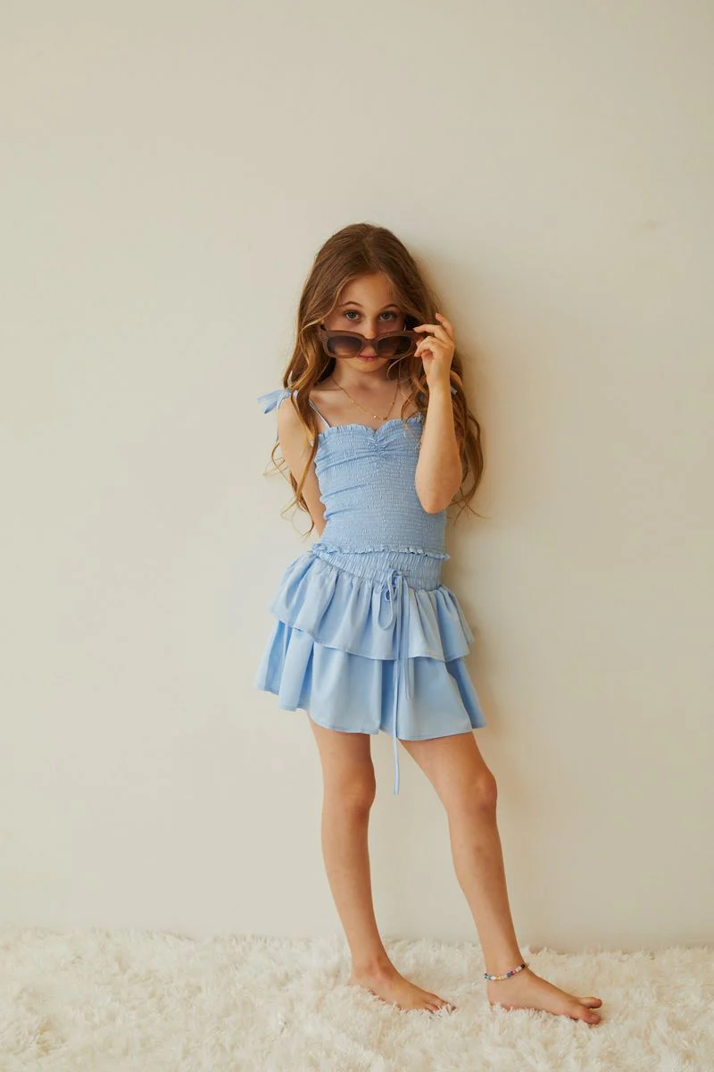 Willow Pastel Blue Satin Skort - Image 4
