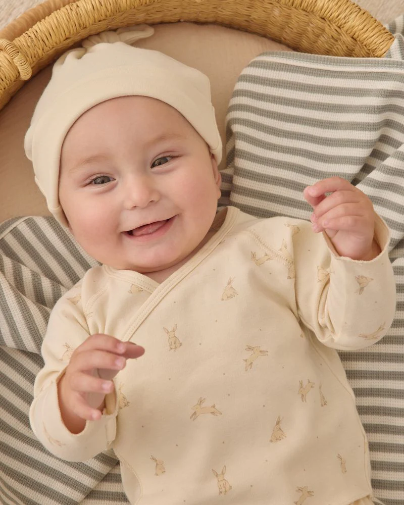 Quincy Mae Wrap Top + Footed Pant Set || Bunnies - Image 5