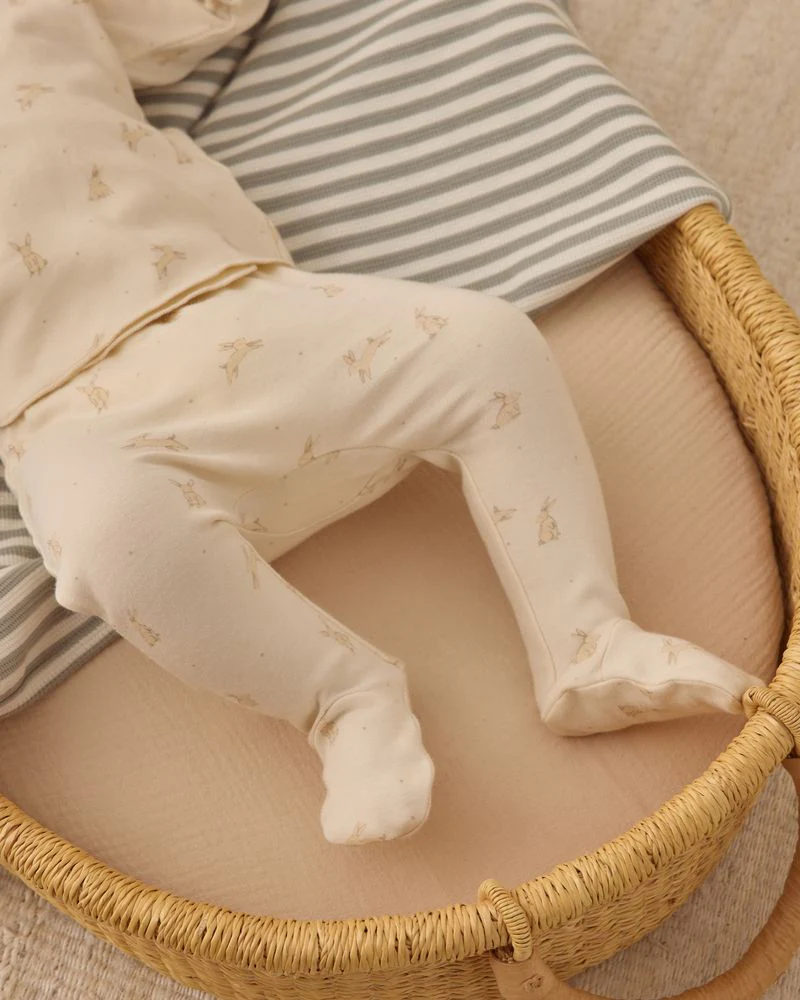 Quincy Mae Wrap Top + Footed Pant Set || Bunnies - Image 6