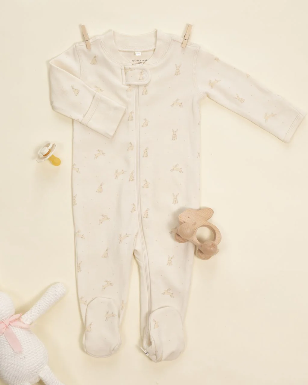 Quincy Mae. Zip Long Sleeve Sleeper Footie || Bunnies - Image 2