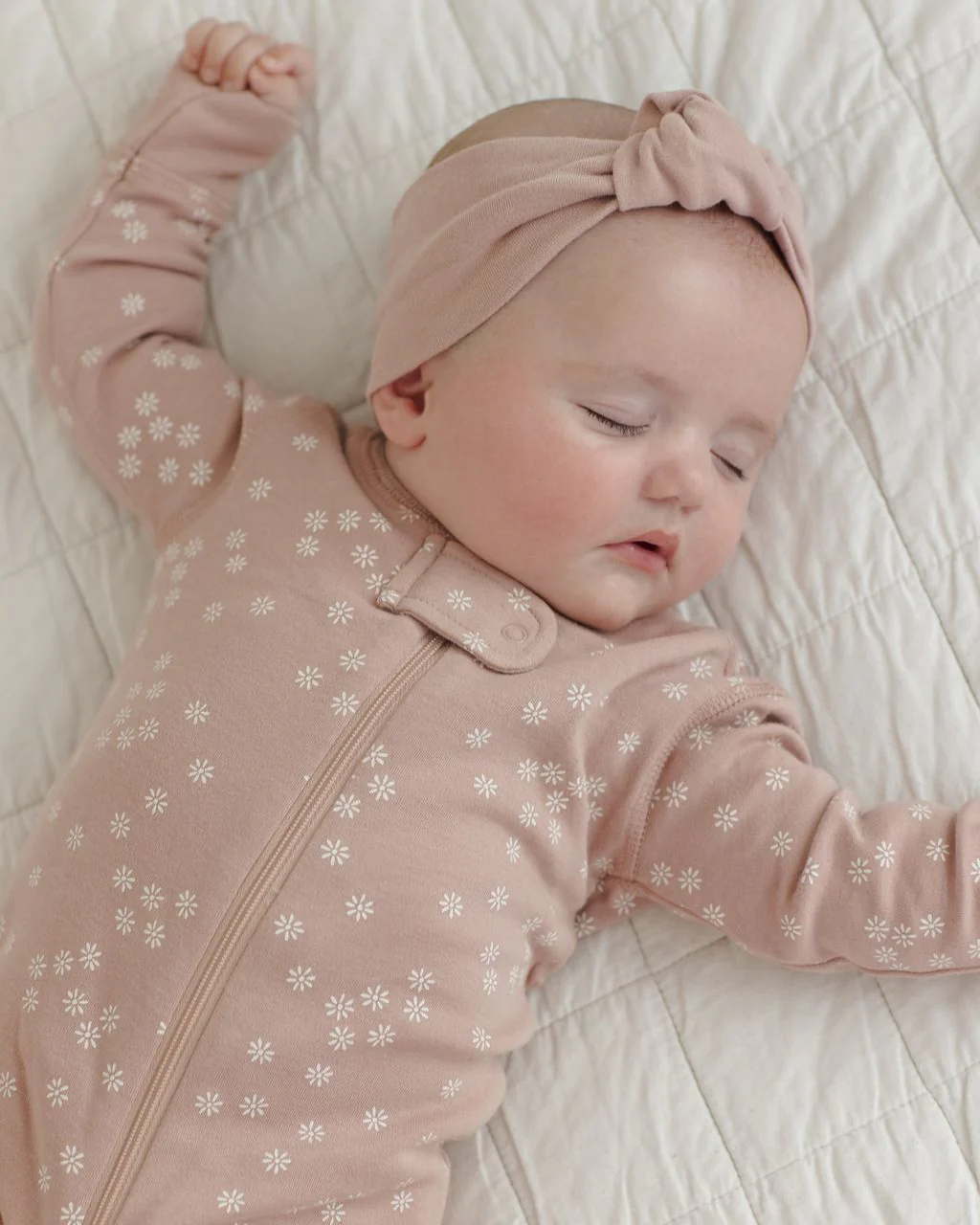 Quincy Mae Zip Longsleeve Sleeper || Mauve Daisy - Image 5