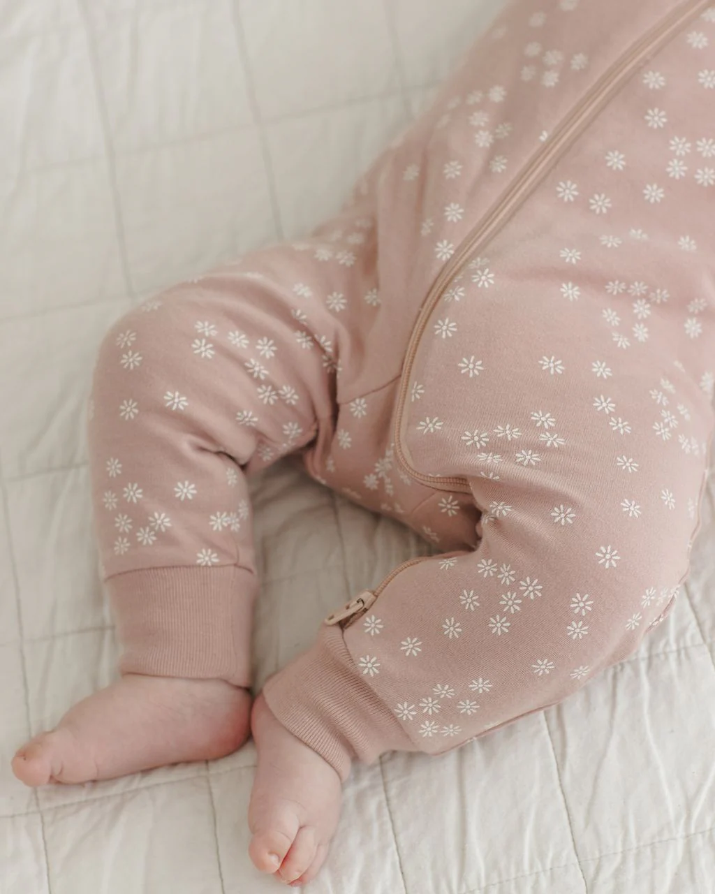 Quincy Mae Zip Longsleeve Sleeper || Mauve Daisy - Image 6