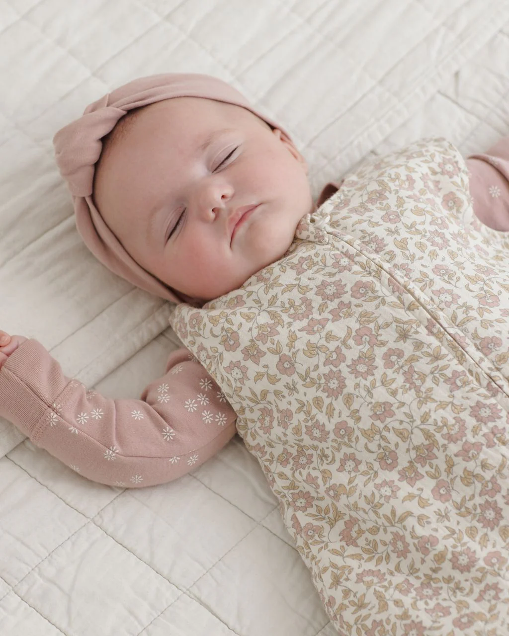 Quincy Mae Zip Longsleeve Sleeper || Mauve Daisy - Image 7
