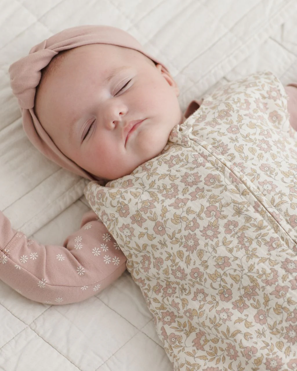 Quincy Mae Zip Longsleeve Sleeper || Mauve Daisy - Image 8