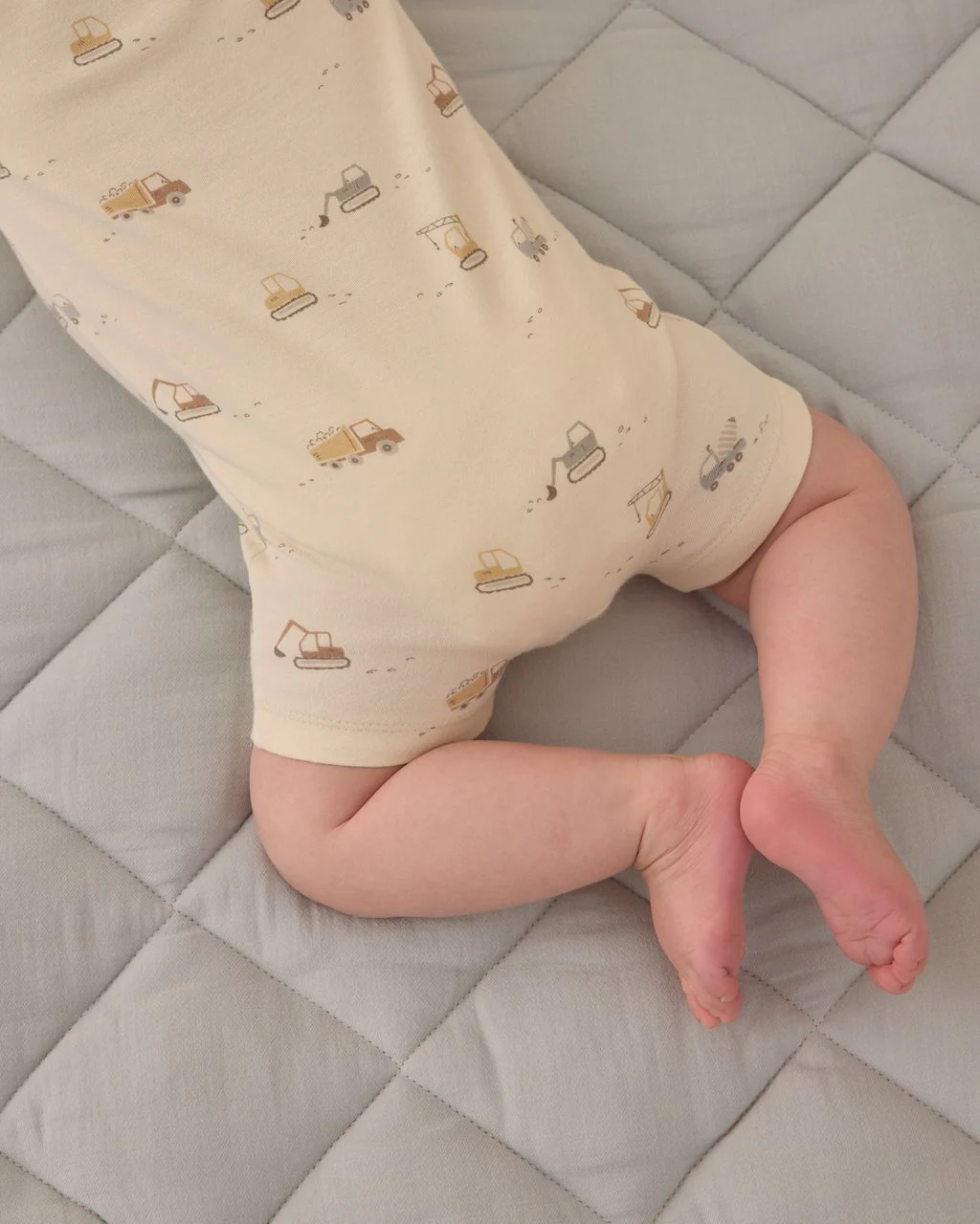 Quincy Mae Zip Short Sleeve Sleeper || Construction Trucks - Image 2